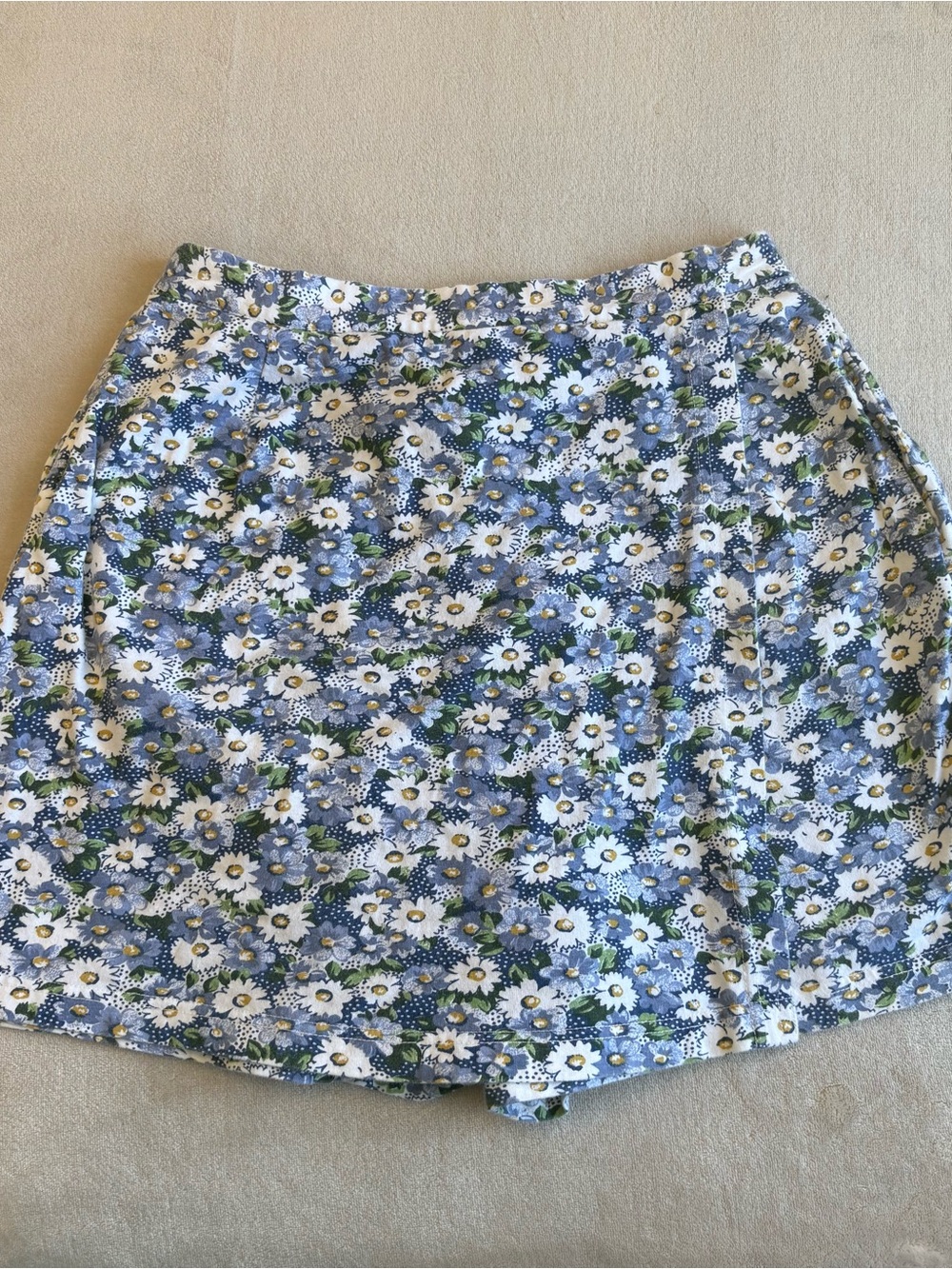 Vintage Floral Blue Daisy A-Line Skort